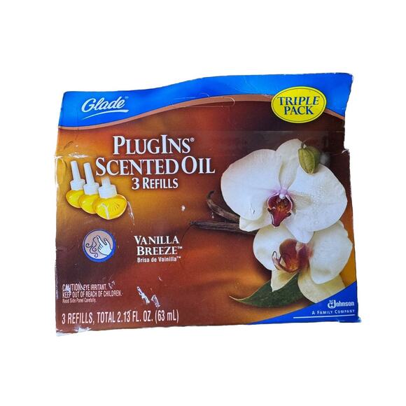 Glade Plugins Scented Oil Refills 3 Pack Discontinued Vanilla Breeze - Picture 2 of 8